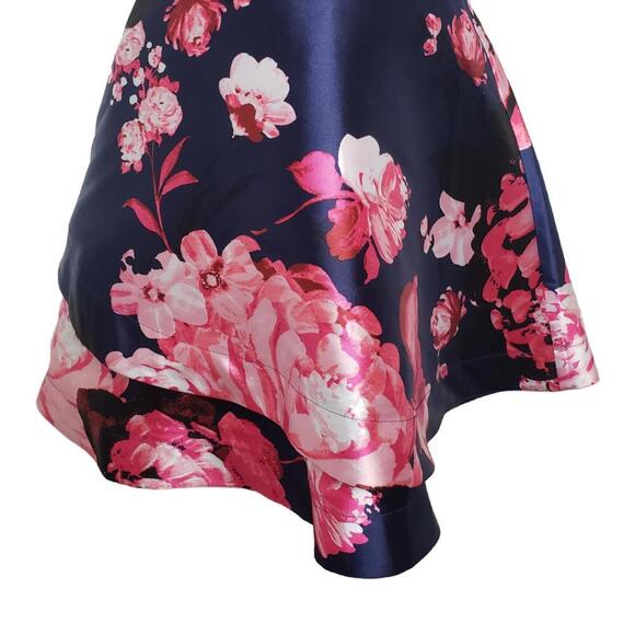 By & By Juniors Sz 5 Navy/Pink Floral Halter Formal Dress (1789) - Picture 5 of 8